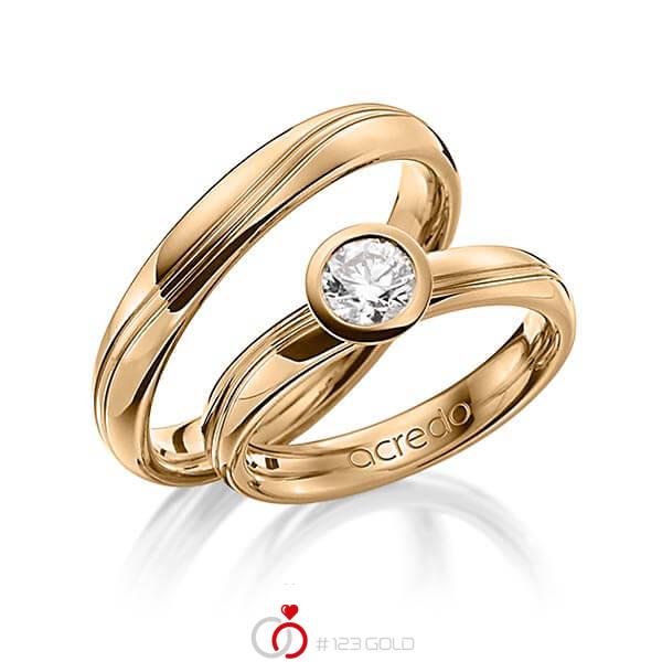 Set Klassieke trouwringen in roségoud 18 kt. met 0,5 ct. Briljanten r,if van acredo - A-1256-12 Set Klassieke trouwringen in roségoud 18 kt. met 0,5 ct. Briljanten r,if van acredo - A-1256-12