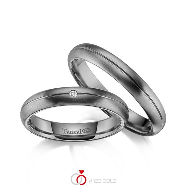 Set Klassieke trouwringen in Tantalum met in totaal 0,02 ct. Briljant tw/si - UQ-1053-1 Set Klassieke trouwringen in Tantalum met in totaal 0,02 ct. Briljant tw/si - UQ-1053-1