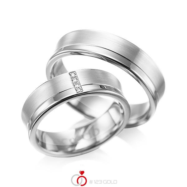 Set Klassieke trouwringen in witgoud 14 kt. met in totaal 0,02 ct. Briljant tw/si van acredo - A-1053-7 Set Klassieke trouwringen in witgoud 14 kt. met in totaal 0,02 ct. Briljant tw/si van acredo - A-1053-7