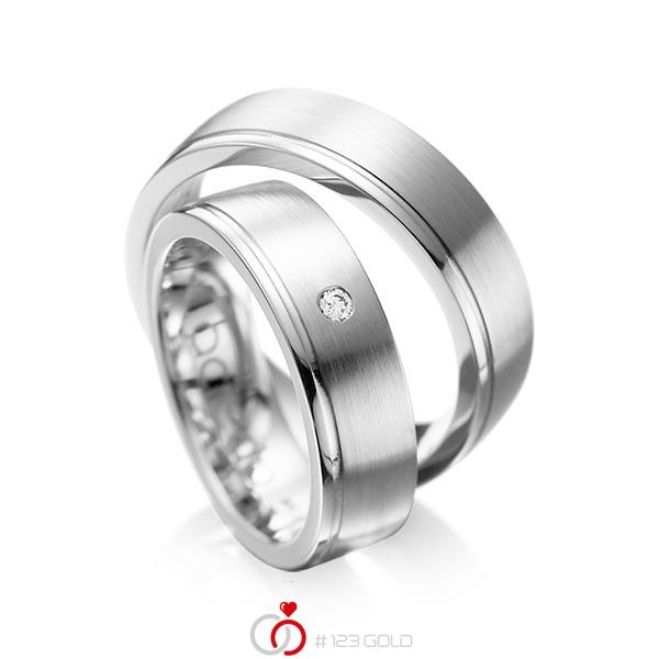 Set Klassieke trouwringen in witgoud 14 kt. met in totaal 0,03 ct. Briljant tw/si van acredo - A-1095-1 Set Klassieke trouwringen in witgoud 14 kt. met in totaal 0,03 ct. Briljant tw/si van acredo - A-1095-1