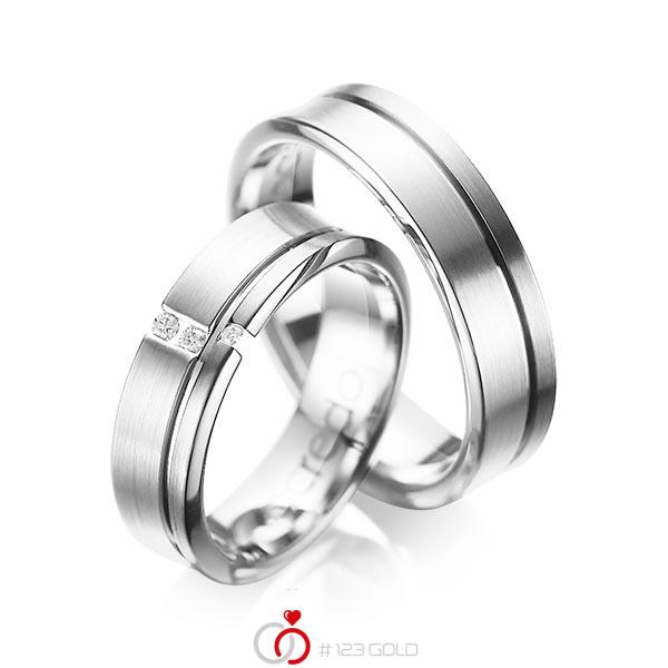 Set Klassieke trouwringen in witgoud 14 kt. met in totaal 0,05 ct. Briljant tw/si van acredo - A-1088-7 Set Klassieke trouwringen in witgoud 14 kt. met in totaal 0,05 ct. Briljant tw/si van acredo - A-1088-7