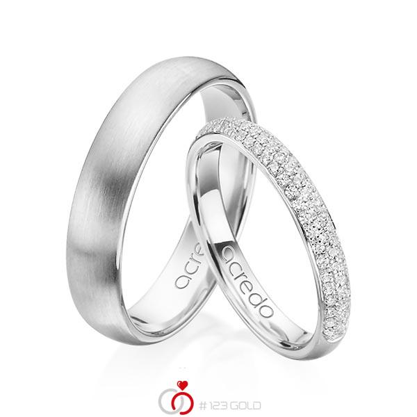 Set klassieke trouwringen in witgoud 14 kt. met in totaal 0,38 ct. Briljant tw/si van acredo - A-1371-1 Set klassieke trouwringen in witgoud 14 kt. met in totaal 0,38 ct. Briljant tw/si van acredo - A-1371-1