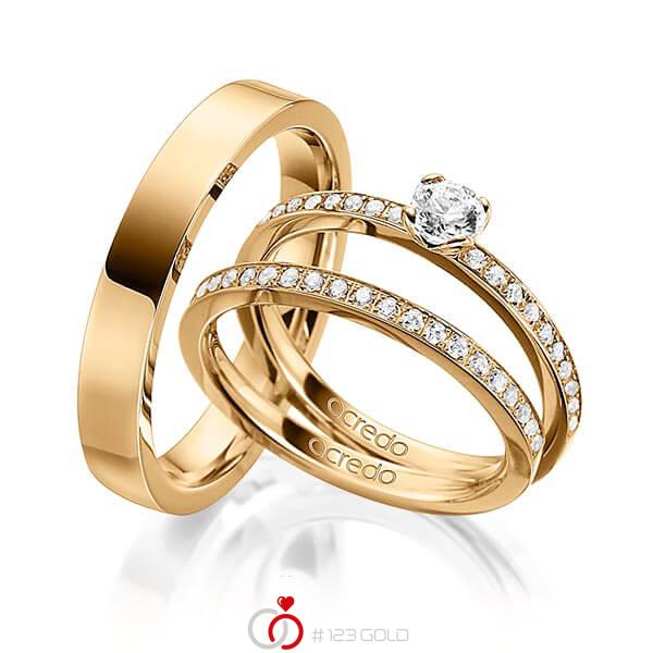 Tri-Set in Roségold 585 mit 0,3 ct. + zus. 0,42 ct. Brillant tw, si von acredo - A-1568-5 Tri-Set in Roségold 585 mit 0,3 ct. + zus. 0,42 ct. Brillant tw, si von acredo - A-1568-5