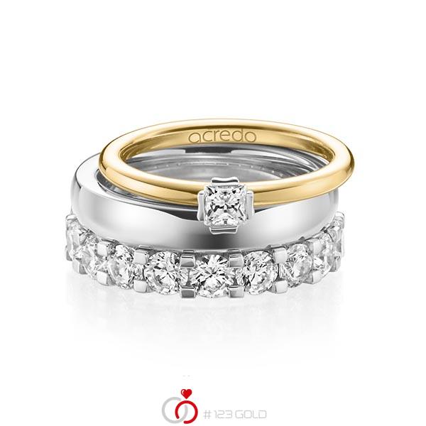 Triset in Gelbgold 750 Weissgold 750 mit zus. 3,29 ct. Prinzess-Diamant & Brillant tw, si tw, vs von acredo - A-1236-11 Triset in Gelbgold 750 Weissgold 750 mit zus. 3,29 ct. Prinzess-Diamant & Brillant tw, si tw, vs von acredo - A-1236-11