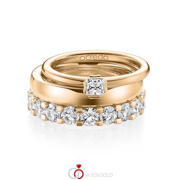 Triset in Roségold 750 mit zus. 3,29 ct. Prinzess-Diamant & Brillant tw, si tw, vs von acredo - A-1236-16 Triset in Roségold 750 mit zus. 3,29 ct. Prinzess-Diamant & Brillant tw, si tw, vs von acredo - A-1236-16