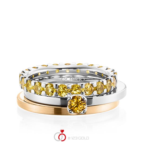 Triset in Weißgold 585 vollausgefasst mit zus. 2,32 ct. Brillant Saphir Gelb (A 8) von acredo - A-1988-3 Triset in Weißgold 585 vollausgefasst mit zus. 2,32 ct. Brillant Saphir Gelb (A 8) von acredo - A-1988-3