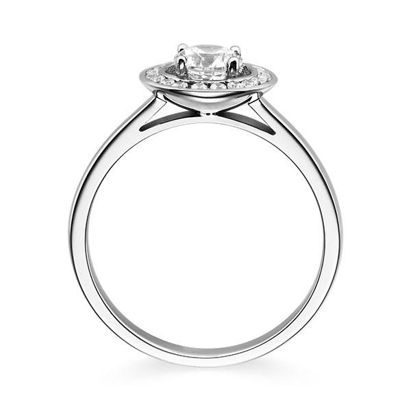 Diamond ring Sunshine 4 prongs with halo in channel setting, Width: 2,40, Height: 1,40