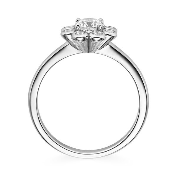 Diamond ring Sunshine 4 prongs with halo in bezel setting, Width: 2,60, Height: 1,50