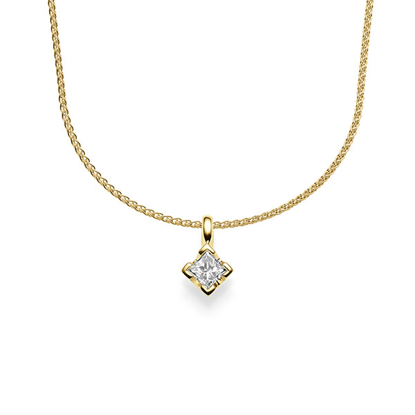 Anhänger in Gelbgold 585 mit zus. 0,25 ct. Prinzess-Diamant tw, si von acredo - A-1643-4 Anhänger in Gelbgold 585 mit zus. 0,25 ct. Prinzess-Diamant tw, si von acredo - A-1643-4