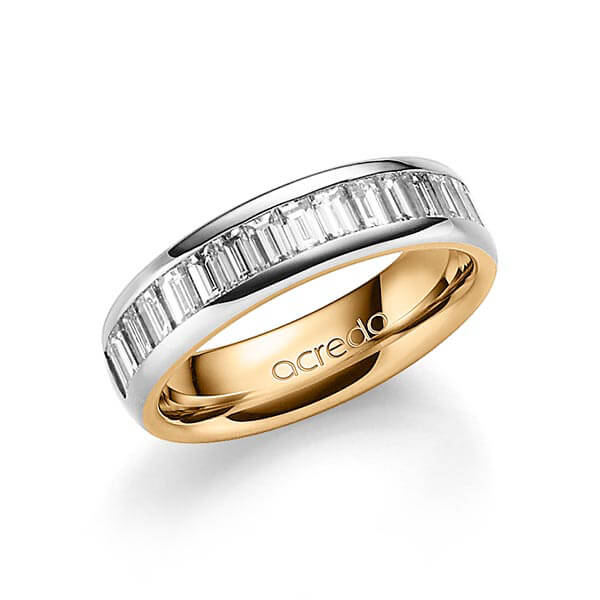 bicolor Memoire-Trauring/Ehering in außen Graugold 585 , innen Roségold 585 halbausgefasst mit zus. 1,36 ct. Baguette-Diamant tw, vs von acredo - A-1552-1 bicolor Memoire-Trauring/Ehering in außen Graugold 585 , innen Roségold 585 halbausgefasst mit zus. 1,36 ct. Baguette-Diamant tw, vs von acredo - A-1552-1