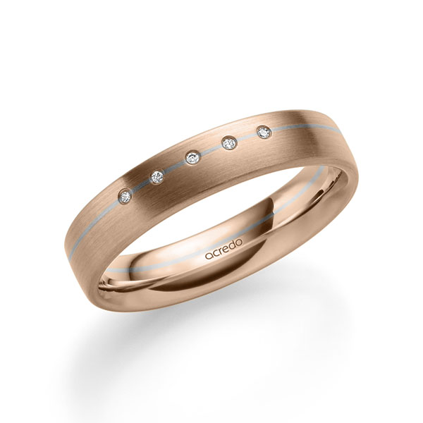 bicolor Trauring/Ehering in Rotgold 585 Graugold 585 mit zus. 0,025 ct. Brillant tw, si von acredo - A-2186-13 bicolor Trauring/Ehering in Rotgold 585 Graugold 585 mit zus. 0,025 ct. Brillant tw, si von acredo - A-2186-13