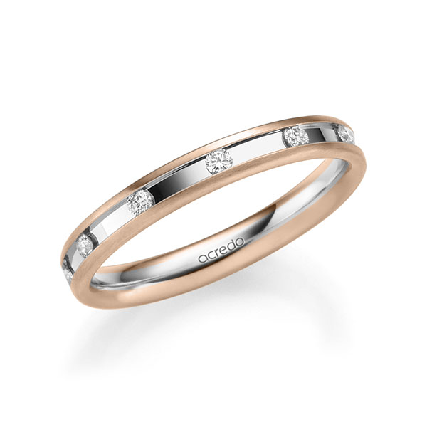 bicolor Trauring/Ehering in Rotgold 585 Weissgold 585 mit zus. 0,22 ct. Brillant tw, si von acredo - A-2205-2 bicolor Trauring/Ehering in Rotgold 585 Weissgold 585 mit zus. 0,22 ct. Brillant tw, si von acredo - A-2205-2
