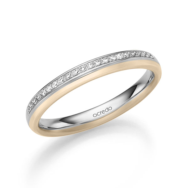 bicolor Trauring/Ehering in Weißgold 585 Signature Gold 585 mit zus. 0,11 ct. Brillant tw, si von acredo - A-2543-4 bicolor Trauring/Ehering in Weißgold 585 Signature Gold 585 mit zus. 0,11 ct. Brillant tw, si von acredo - A-2543-4