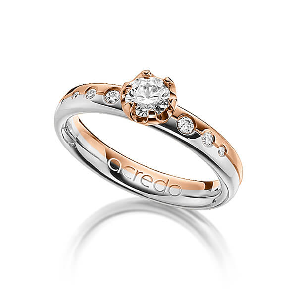 bicolor Trauring/Ehering in Weißgold 750 Rotgold 750 mit 0,4 ct. + zus. 0,1 ct. Brillant tw, vs von acredo - A-1204-12 bicolor Trauring/Ehering in Weißgold 750 Rotgold 750 mit 0,4 ct. + zus. 0,1 ct. Brillant tw, vs von acredo - A-1204-12