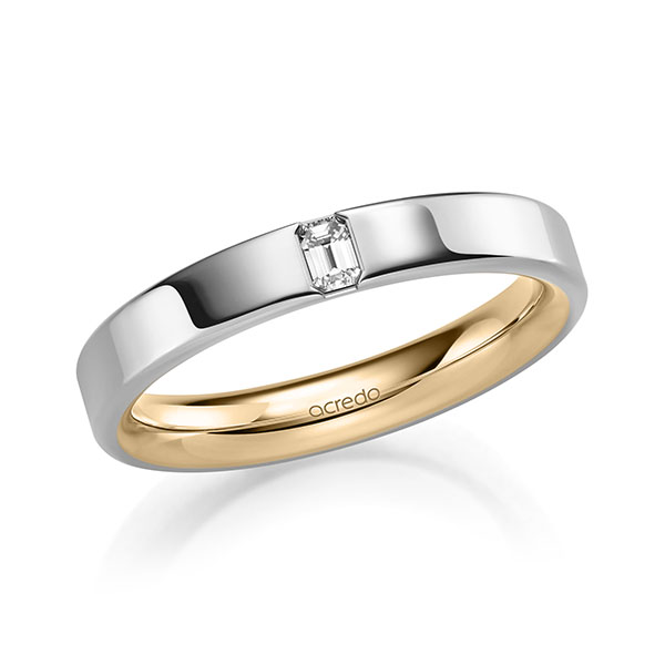 Bicolor trouwring in buiten witgoud 14 kt. , binnen roségoud 14 kt. met in totaal 0,1 ct. tw,vs van acredo - A-2136-13 Bicolor trouwring in buiten witgoud 14 kt. , binnen roségoud 14 kt. met in totaal 0,1 ct. tw,vs van acredo - A-2136-13