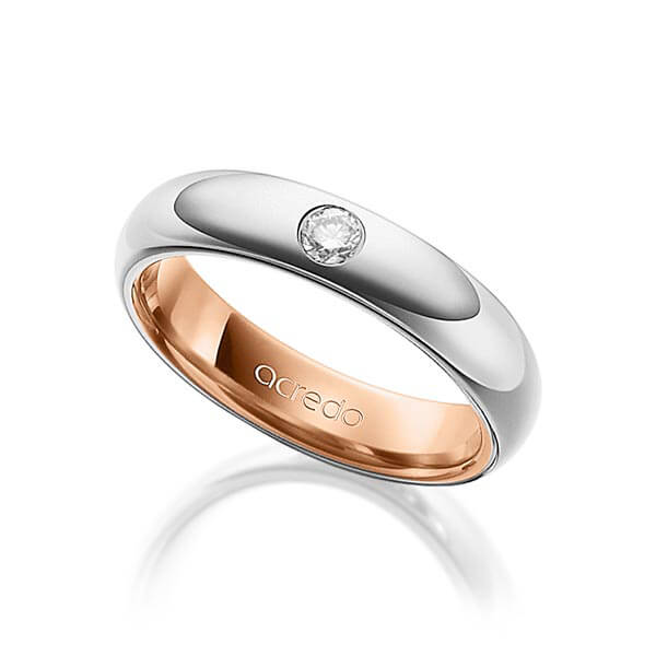 bicolor wedding band in outside Platinum 950 , inside Red gold 18K (750/1000) with in total 0,1 ct. brilliant tw,si by acredo - A-1480-14 bicolor wedding band in outside Platinum 950 , inside Red gold 18K (750/1000) with in total 0,1 ct. brilliant tw,si by acredo - A-1480-14
