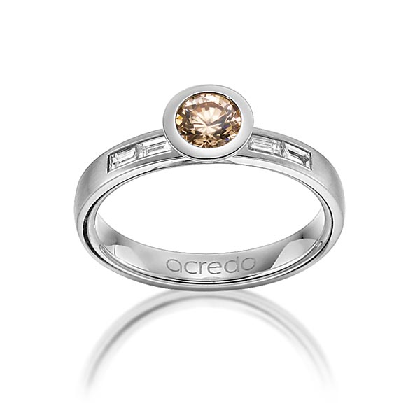 classic wedding band in Gray gold 14K (585/1000) with 0,5 ct. + in total 0,24 ct. brilliant & baguette diamond cognac tw,vs by acredo - A-1273-5 classic wedding band in Gray gold 14K (585/1000) with 0,5 ct. + in total 0,24 ct. brilliant & baguette diamond cognac tw,vs by acredo - A-1273-5
