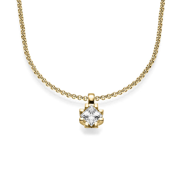 Hanger in geelgoud 14 kt. met 0,7 ct. Princess-Diamant tw,vs van acredo - A-1606-3 Hanger in geelgoud 14 kt. met 0,7 ct. Princess-Diamant tw,vs van acredo - A-1606-3