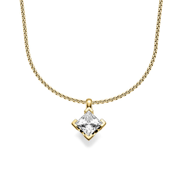Hanger in geelgoud 14 kt. met 1 ct. Princess-Diamant tw,vs van acredo - A-1546-10 Hanger in geelgoud 14 kt. met 1 ct. Princess-Diamant tw,vs van acredo - A-1546-10