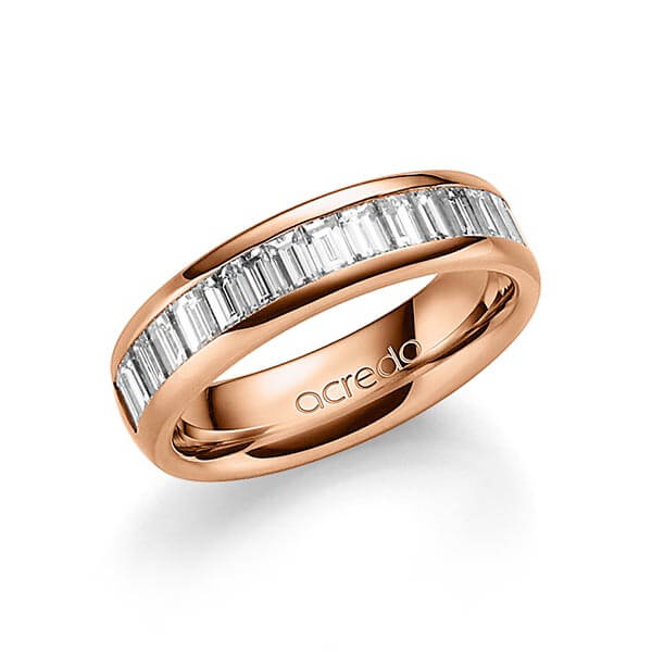 klassieke Memoire-trouwring in buiten roodgoud 14 kt. , binnen roodgoud 14 kt. half gezet met in totaal 1,36 ct. Baguette-Diamant tw,vs van acredo - A-1552-4 klassieke Memoire-trouwring in buiten roodgoud 14 kt. , binnen roodgoud 14 kt. half gezet met in totaal 1,36 ct. Baguette-Diamant tw,vs van acredo - A-1552-4