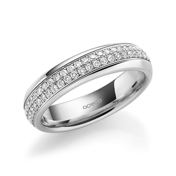 klassieke Memoire-trouwring in buiten witgoud 14 kt. , binnen witgoud 14 kt. volledig gezet met in totaal 0,768 ct. Briljant tw/si van acredo - A-1624-15 klassieke Memoire-trouwring in buiten witgoud 14 kt. , binnen witgoud 14 kt. volledig gezet met in totaal 0,768 ct. Briljant tw/si van acredo - A-1624-15