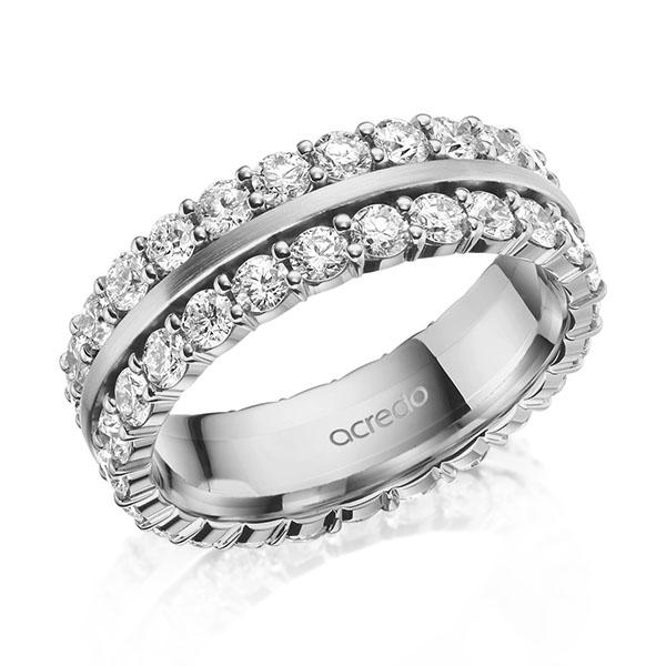 Klassieke Memoire-trouwring in grijsgoud 14 kt. volledig gezet met in totaal 2,5 ct. tw/si van acredo - A-2100-15 Klassieke Memoire-trouwring in grijsgoud 14 kt. volledig gezet met in totaal 2,5 ct. tw/si van acredo - A-2100-15