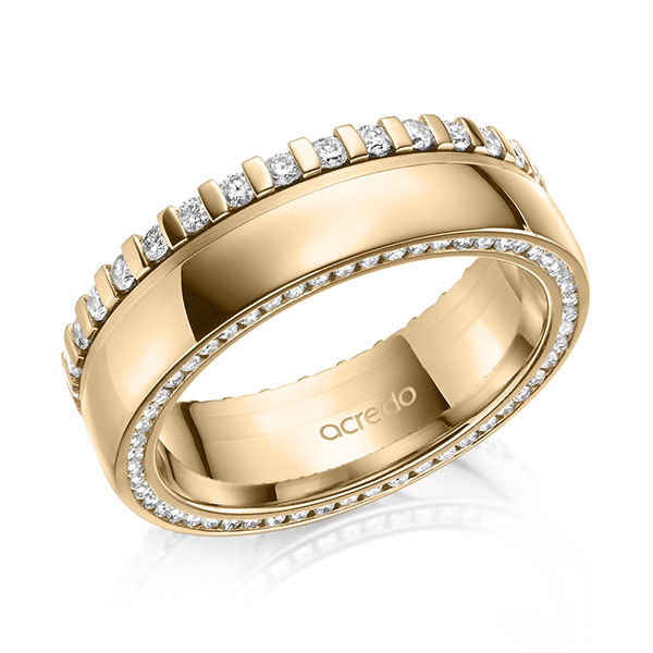Klassieke Memoire-trouwring in roségoud 14 kt. volledig gezet met in totaal 0,75 ct. Briljant tw/si van acredo - A-2101-14 Klassieke Memoire-trouwring in roségoud 14 kt. volledig gezet met in totaal 0,75 ct. Briljant tw/si van acredo - A-2101-14