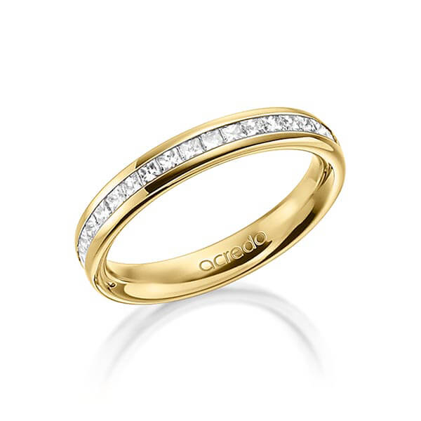 klassischer Memoire-Trauring/Ehering in außen Gelbgold 585 , innen Gelbgold 585 halbausgefasst mit zus. 0,54 ct. Prinzess-Diamant tw, si von acredo - A-1554-6 klassischer Memoire-Trauring/Ehering in außen Gelbgold 585 , innen Gelbgold 585 halbausgefasst mit zus. 0,54 ct. Prinzess-Diamant tw, si von acredo - A-1554-6