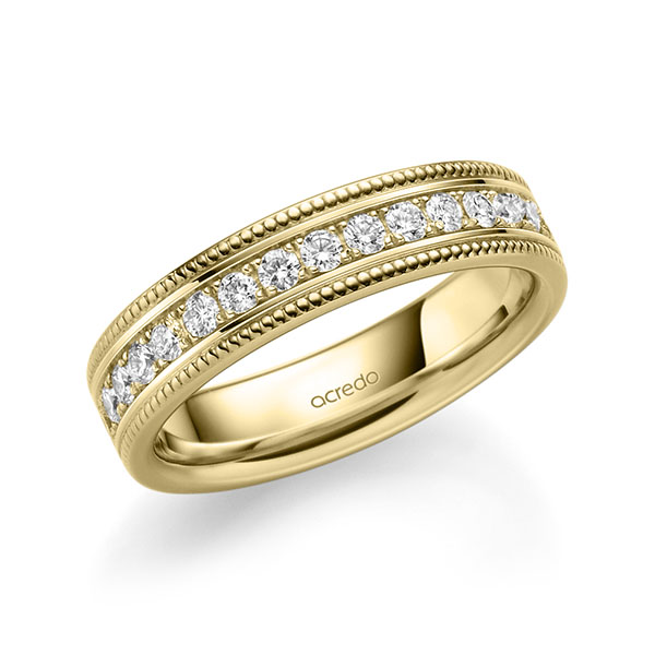 klassischer Memoire-Trauring/Ehering in Gelbgold 585 halbausgefasst mit zus. 0,45 ct. Brillant tw, si von acredo - A-1756-16 klassischer Memoire-Trauring/Ehering in Gelbgold 585 halbausgefasst mit zus. 0,45 ct. Brillant tw, si von acredo - A-1756-16