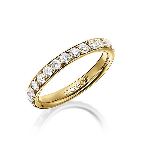 klassischer Memoire-Trauring/Ehering in Gelbgold 916 vollausgefasst mit zus. 1,35 ct. Brillant r, if von acredo - A-1255-1 klassischer Memoire-Trauring/Ehering in Gelbgold 916 vollausgefasst mit zus. 1,35 ct. Brillant r, if von acredo - A-1255-1