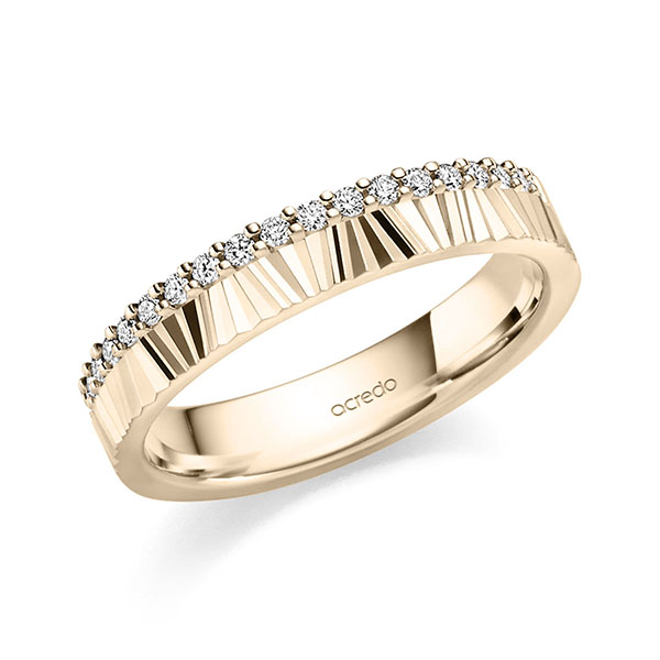 klassischer Memoire-Trauring/Ehering in Signature Gold 585 halbausgefasst mit zus. 0,19 ct. tw, si von acredo - S-1414-6