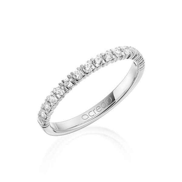 klassischer Memoire-Trauring/Ehering in Weißgold 585 halbausgefasst mit zus. 0,32 ct. Brillant tw, si von acredo - A-1264-1