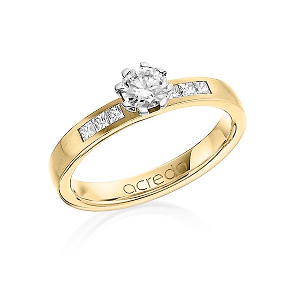 klassischer Trauring/Ehering in Gelbgold 585 mit 0,4 ct. + zus. 0,18 ct. Prinzess-Diamant & Brillant tw, si tw, vs von acredo - A-1268-10