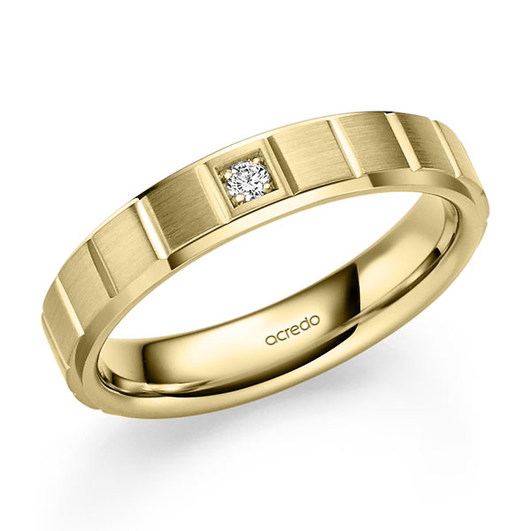 klassischer Trauring/Ehering in Gelbgold 585 mit zus. 0,04 ct. Brillant tw, si von acredo - A-2491-4 klassischer Trauring/Ehering in Gelbgold 585 mit zus. 0,04 ct. Brillant tw, si von acredo - A-2491-4