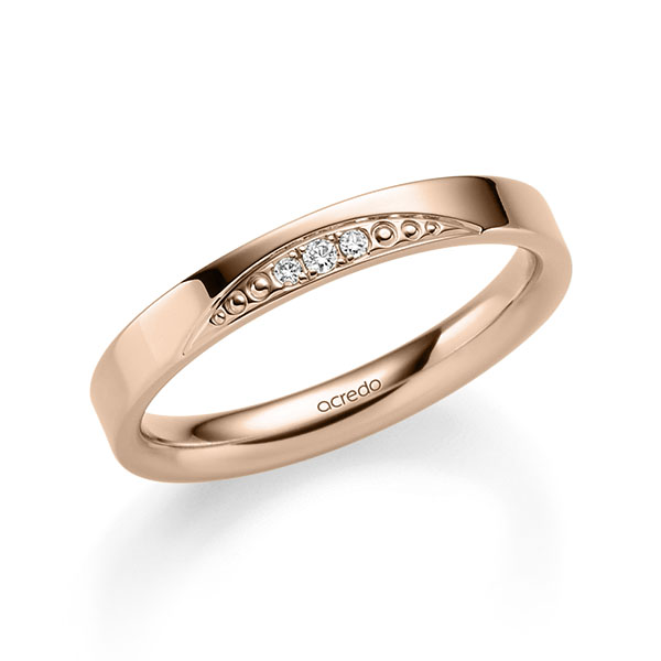 klassischer Trauring/Ehering in Rotgold 585 mit zus. 0,031 ct. Brillant tw, si von acredo - A-2351-12 klassischer Trauring/Ehering in Rotgold 585 mit zus. 0,031 ct. Brillant tw, si von acredo - A-2351-12