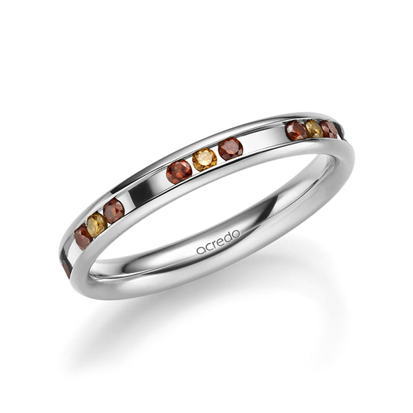 klassischer Trauring/Ehering in Weissgold 585 mit zus. 0,42 ct. Brillant cognac Red Cherry von acredo - A-2219-7 klassischer Trauring/Ehering in Weissgold 585 mit zus. 0,42 ct. Brillant cognac Red Cherry von acredo - A-2219-7