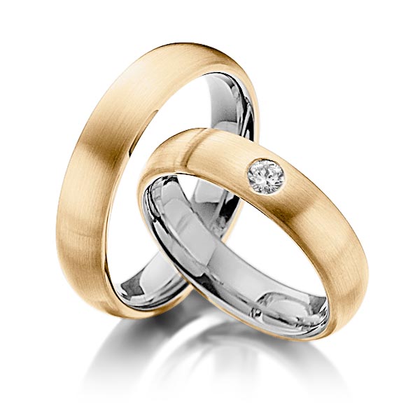 Paar bicolor Trauringe/Eheringe in außen Roségold 585 , innen Graugold dunkel 585 mit zus. 0,17 ct. Brillant tw, si von Steinberg - Q-1218-11 Paar bicolor Trauringe/Eheringe in außen Roségold 585 , innen Graugold dunkel 585 mit zus. 0,17 ct. Brillant tw, si von Steinberg - Q-1218-11