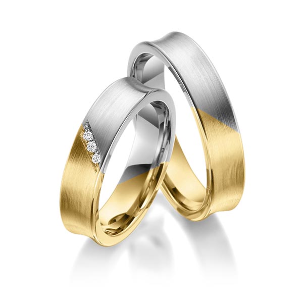 Paar bicolor Trauringe/Eheringe in Gelbgold 585 Graugold 585 mit zus. 0,03 ct. Brillant tw, si von 123GOLD - Y-1374-2 Paar bicolor Trauringe/Eheringe in Gelbgold 585 Graugold 585 mit zus. 0,03 ct. Brillant tw, si von 123GOLD - Y-1374-2
