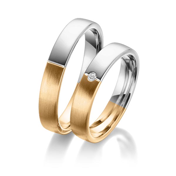 Paar bicolor Trauringe/Eheringe in Roségold 585 Graugold 585 mit zus. 0,03 ct. Brillant tw, si von 123gold - Y-1379-6 Paar bicolor Trauringe/Eheringe in Roségold 585 Graugold 585 mit zus. 0,03 ct. Brillant tw, si von 123gold - Y-1379-6