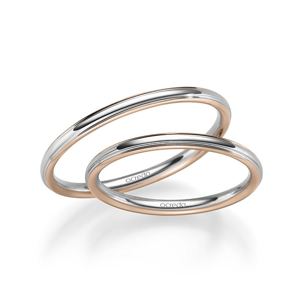 Paar bicolor Trauringe/Eheringe in Rotgold 585 Weißgold 585 von acredo - S-1280-3 Paar bicolor Trauringe/Eheringe in Rotgold 585 Weißgold 585 von acredo - S-1280-3