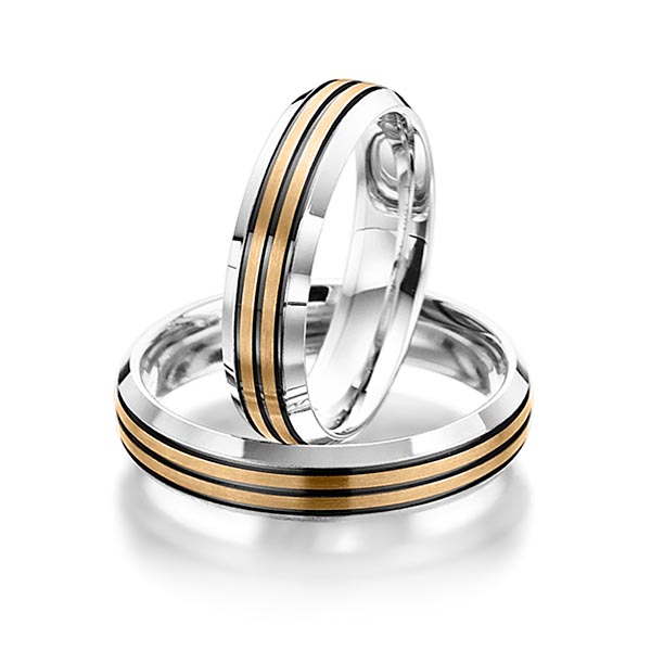 Paar bicolor Trauringe/Eheringe in Silber 925 Roségold 585 von Merii - M-1094-4 Paar bicolor Trauringe/Eheringe in Silber 925 Roségold 585 von Merii - M-1094-4