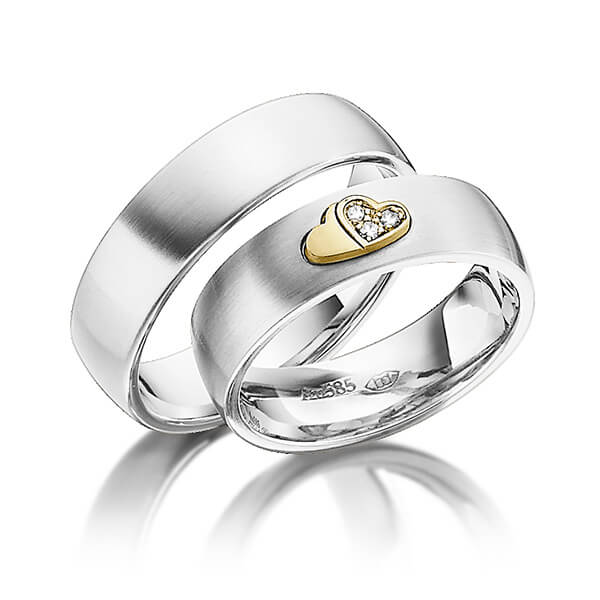 Paar bicolor Trauringe/Eheringe in Weißgold 585 Gelbgold 585 mit zus. 0,045 ct. Brillant tw, si von 123gold - Y-1339-4 Paar bicolor Trauringe/Eheringe in Weißgold 585 Gelbgold 585 mit zus. 0,045 ct. Brillant tw, si von 123gold - Y-1339-4