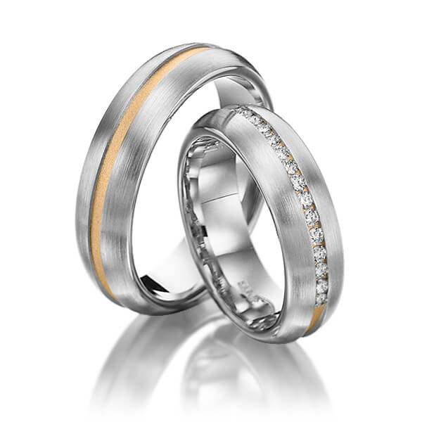 Paar bicolor Trauringe/Eheringe in Weißgold 585 Roségold 585 mit zus. 0,225 ct. Brillant tw, si von 123GOLD - Y-1144-14 Paar bicolor Trauringe/Eheringe in Weißgold 585 Roségold 585 mit zus. 0,225 ct. Brillant tw, si von 123GOLD - Y-1144-14