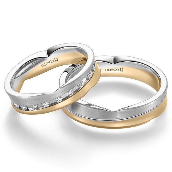 Paar bicolor Trauringe/Eheringe in Weißgold 585 Roségold 585 mit zus. 0,315 ct. Brillant tw, si von acredo - A-2363-2 Paar bicolor Trauringe/Eheringe in Weißgold 585 Roségold 585 mit zus. 0,315 ct. Brillant tw, si von acredo - A-2363-2