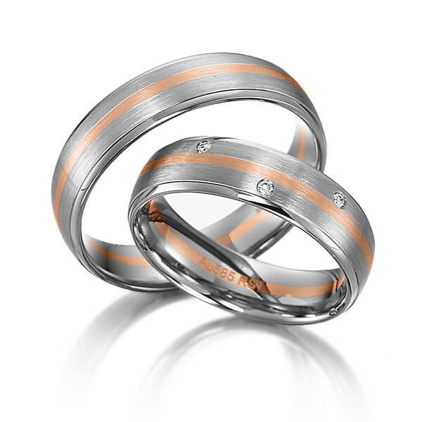 Paar bicolor Trauringe/Eheringe in Weißgold 585 Rotgold 585 mit zus. 0,024 ct. Brillant tw, si von acredo - S-1162-1 Paar bicolor Trauringe/Eheringe in Weißgold 585 Rotgold 585 mit zus. 0,024 ct. Brillant tw, si von acredo - S-1162-1