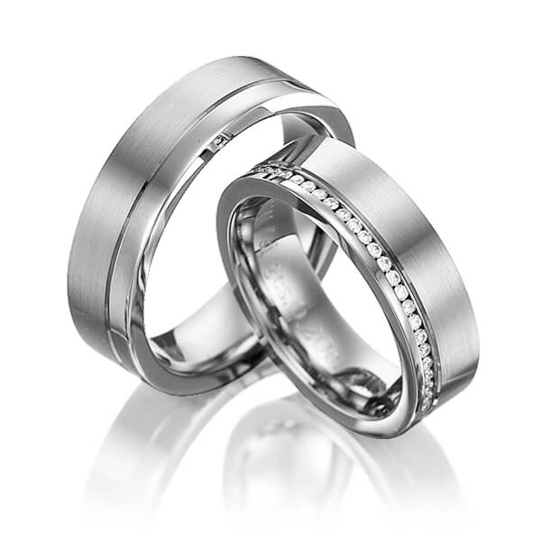 Paar klassische Memoire-Trauringe/Eheringe in Edelstahl vollausgefasst mit zus. 0,408 ct. Brillant tw, si von 123GOLD - Y-1017-4 Paar klassische Memoire-Trauringe/Eheringe in Edelstahl vollausgefasst mit zus. 0,408 ct. Brillant tw, si von 123GOLD - Y-1017-4