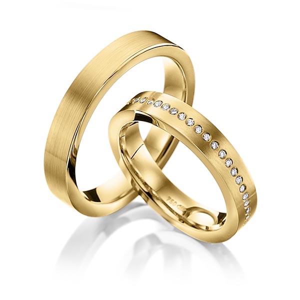 Paar klassische Memoire-Trauringe/Eheringe in Gelbgold 585 halbausgefasst mit zus. 0,14 ct. Brillant tw, si von 123GOLD - Y-1119-6 Paar klassische Memoire-Trauringe/Eheringe in Gelbgold 585 halbausgefasst mit zus. 0,14 ct. Brillant tw, si von 123GOLD - Y-1119-6