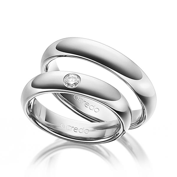 Paar klassische Trauringe/Eheringe in aussen Weissgold 585 , innen Weissgold 585 mit zus. 0,1 ct. Brillant tw, si von acredo - A-1469-4 Paar klassische Trauringe/Eheringe in aussen Weissgold 585 , innen Weissgold 585 mit zus. 0,1 ct. Brillant tw, si von acredo - A-1469-4