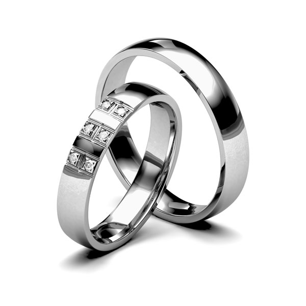 Paar klassische Trauringe/Eheringe in Edelstahl mit zus. 0,048 ct. Brillant tw, si von 123gold - E-1133-1 Paar klassische Trauringe/Eheringe in Edelstahl mit zus. 0,048 ct. Brillant tw, si von 123gold - E-1133-1