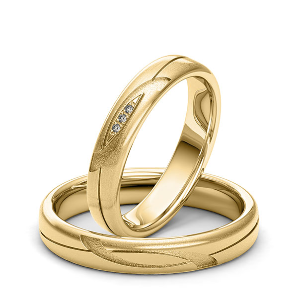 Paar klassische Trauringe/Eheringe in Gelbgold 585 Laser Struktur mit zus. 0,015 ct. Brillant tw, si von 123gold - Y-1403-3 Paar klassische Trauringe/Eheringe in Gelbgold 585 Laser Struktur mit zus. 0,015 ct. Brillant tw, si von 123gold - Y-1403-3